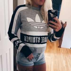 Adidas crop cop crew neck